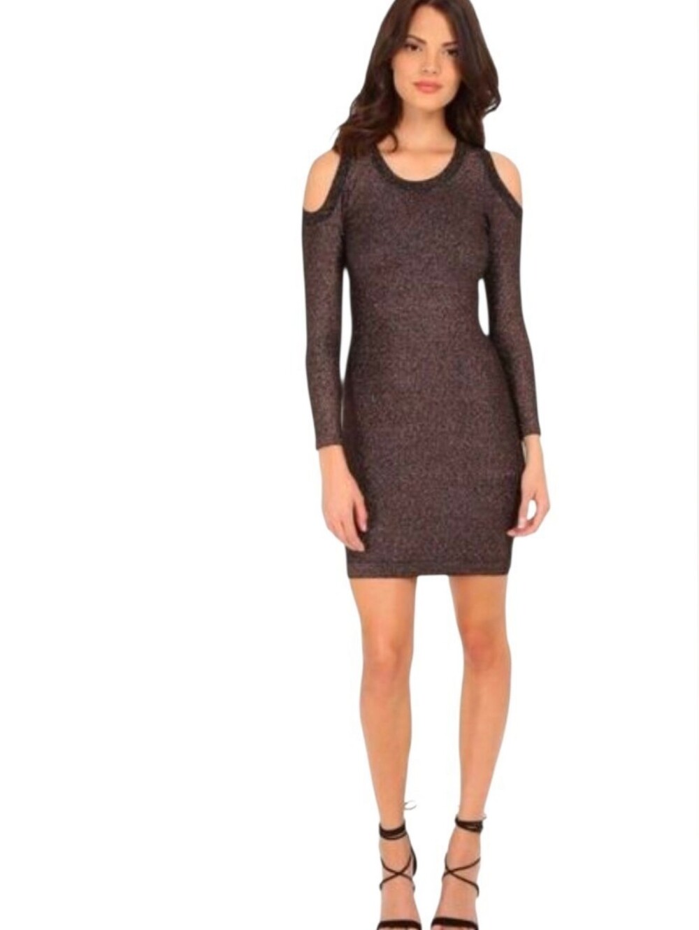 NWOT REBECCA MINKOFF Sparkle Claude Metallic Cold Shoulder Mini Dress - Medium